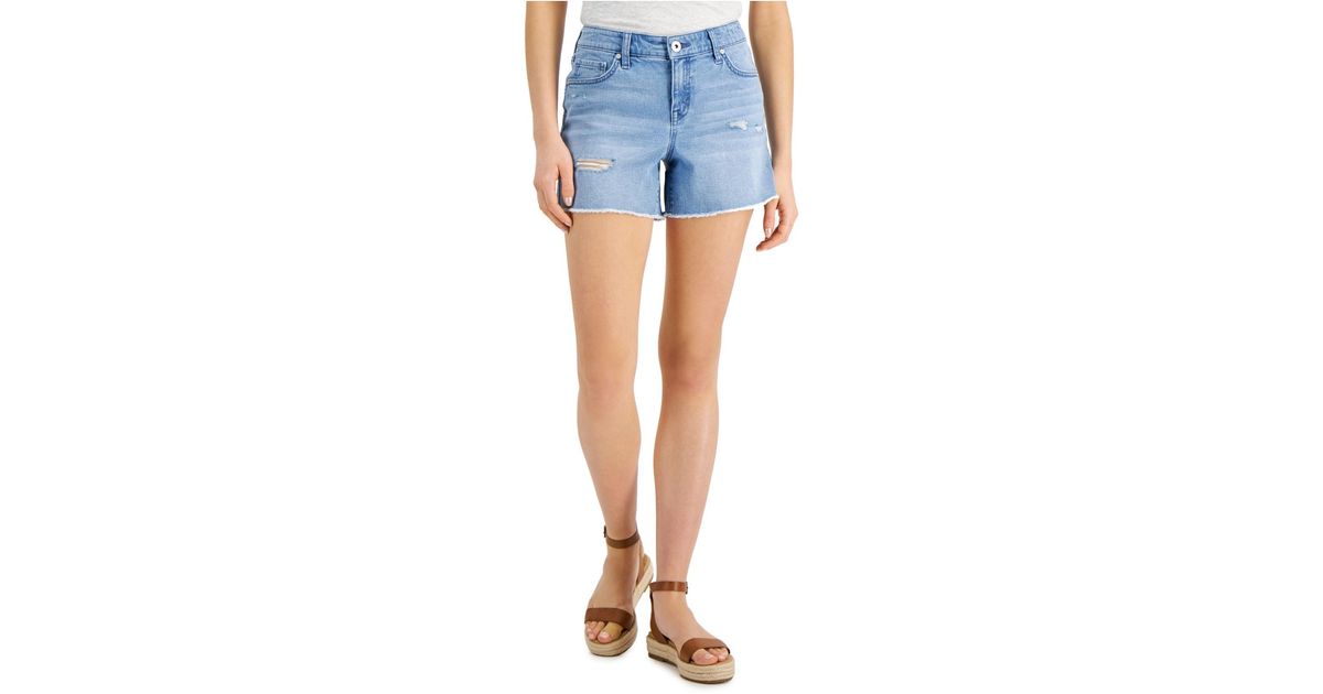 Style \u0026 Co. Petite Frayed-hem Denim 