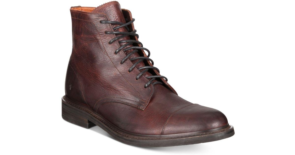 Frye Leather Men's Seth Cap-toe Lace-up Boots in Brown for Men - Lyst