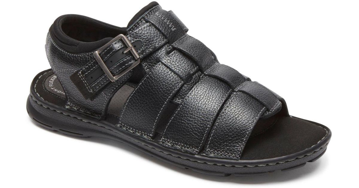 Rockport Darwyn Leather Strap Sandal in Black for Men Lyst