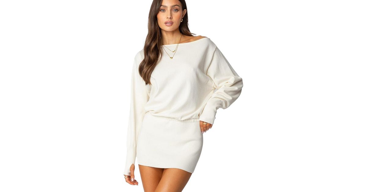 open lace back dress Rozerie Off Shoulder Mini Dress White main image 1