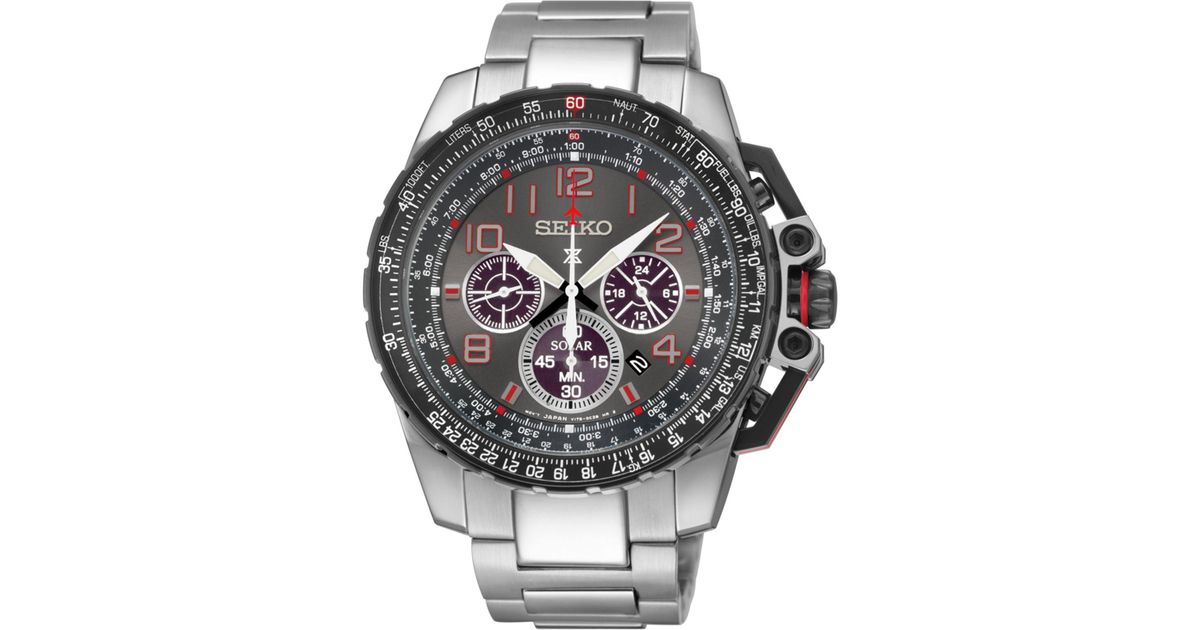Seiko Men's Prospex Aviator Solar Chronograph Stainless Steel Bracelet  Watch 44mm Ssc315 in Gray for Men | Lyst