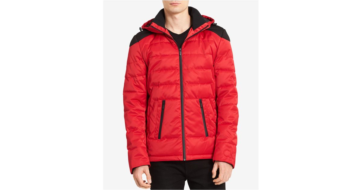 calvin klein red puffer jacket