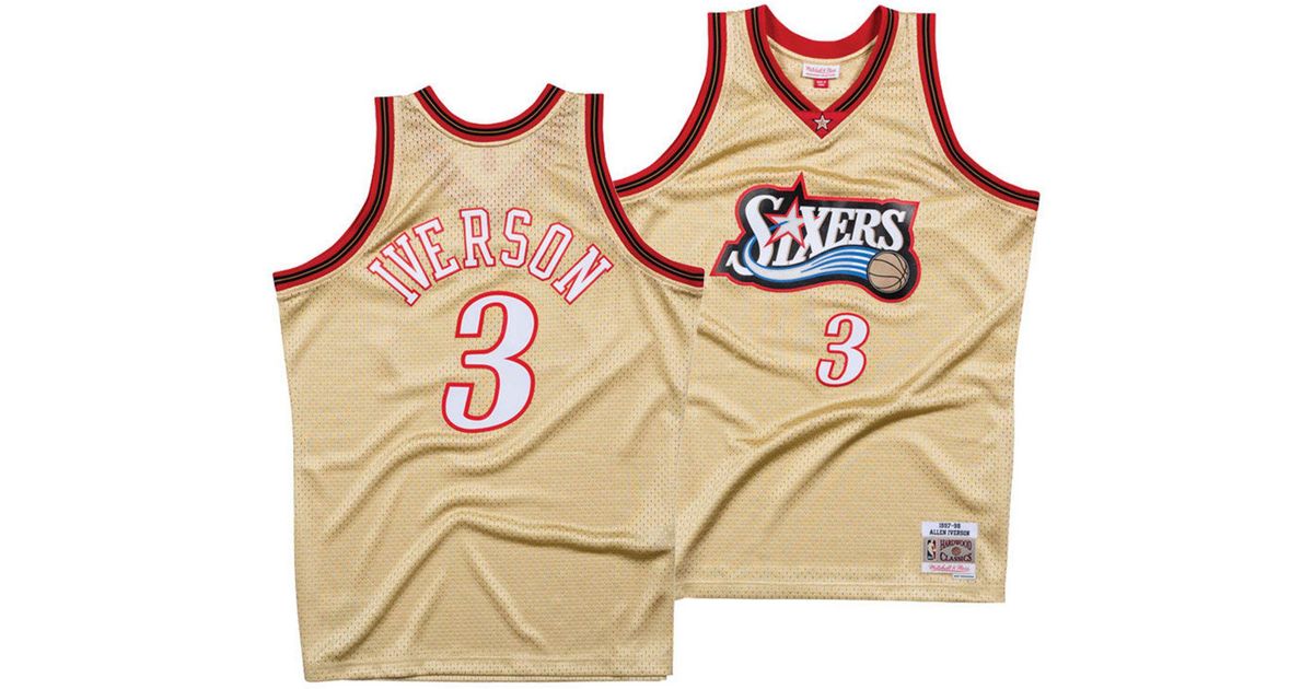 Mitchell & Ness Allen Iverson Philadelphia 76ers Gold Collection Swingman  Jersey in Metallic for Men | Lyst