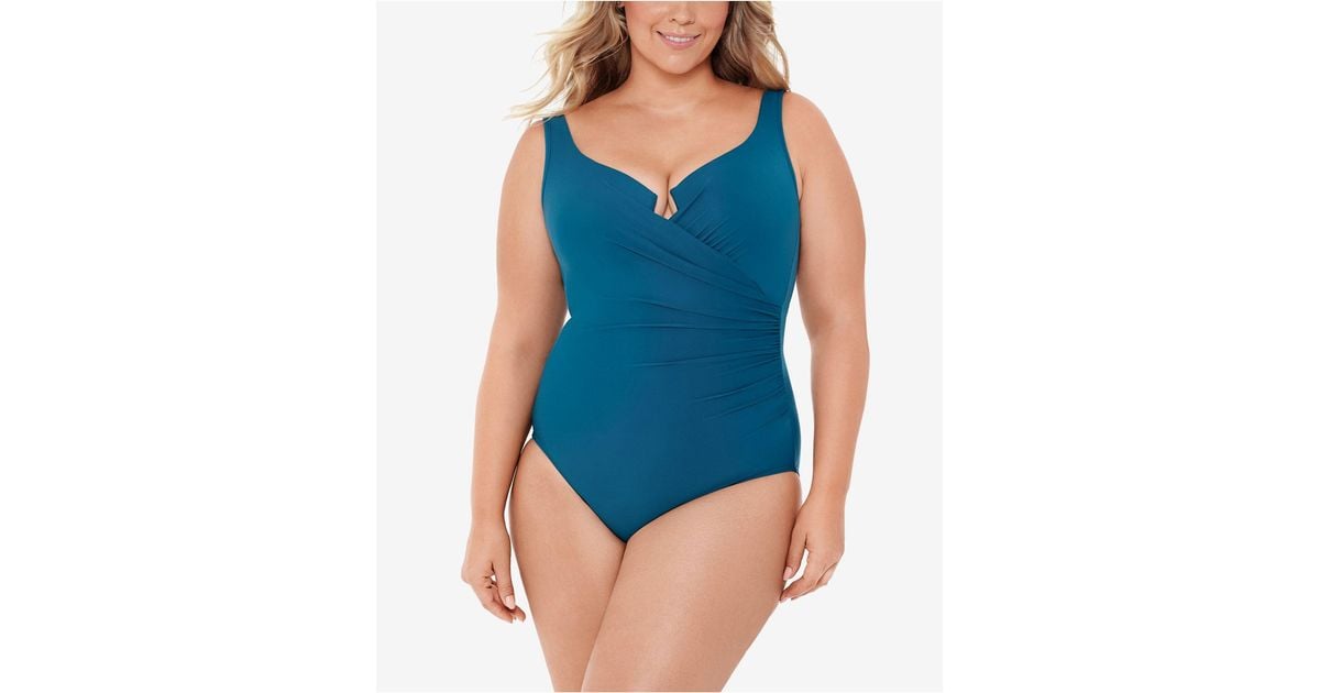 Miraclesuit Synthetic Escape Onepiece Allover Slimming Underwire Swimsuit in Blue Save 23 Lyst
