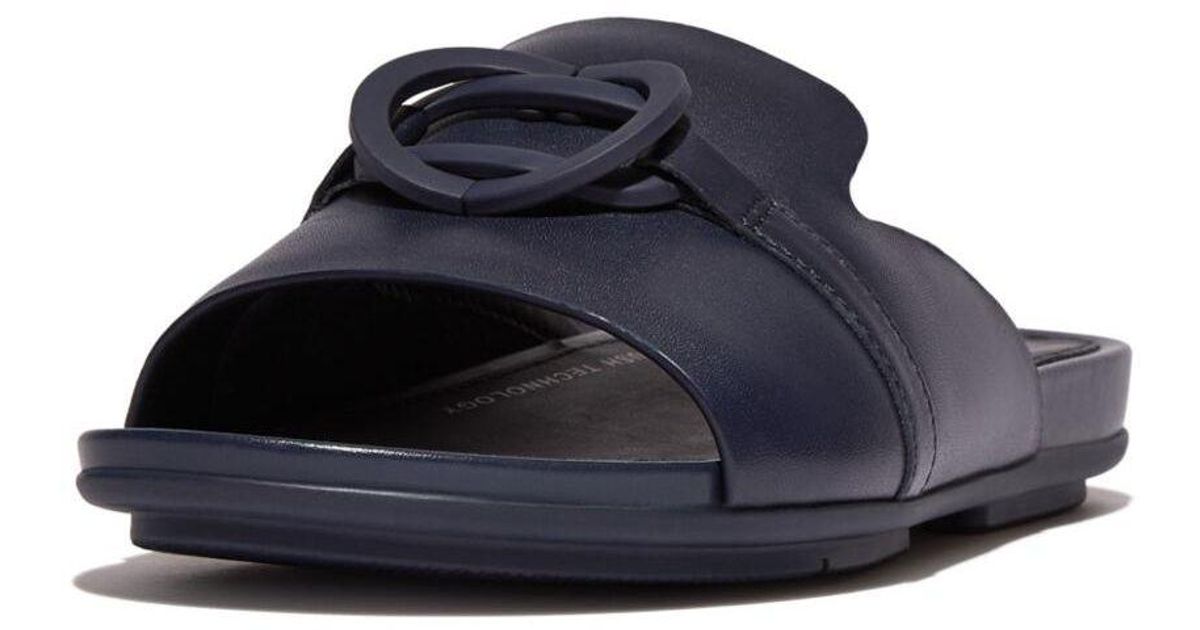 Fitflop Gracie Rubber Circlet Leather Slides Sandal in Blue Lyst