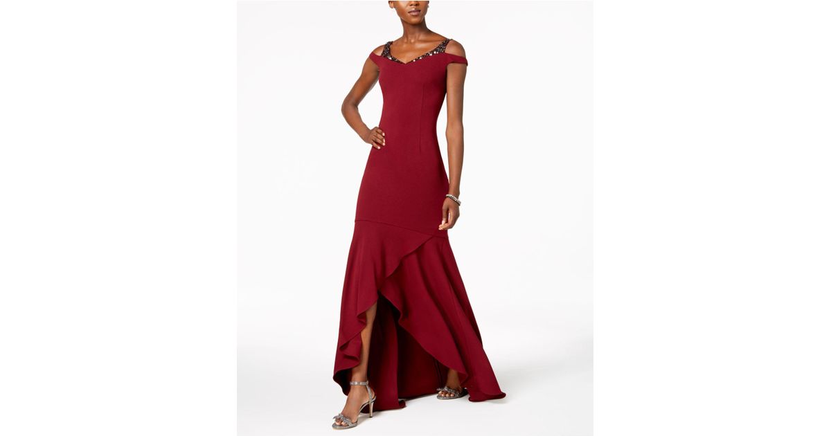 adrianna papell embellished cutout mermaid gown
