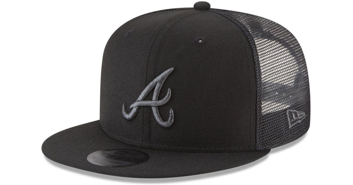 KTZ Synthetic Atlanta Braves Blackout Mesh 9fifty Snapback Cap for 