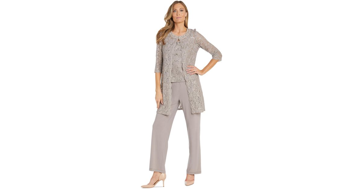 R & M Richards Petite Sequin Lace Jacket in Natural | Lyst