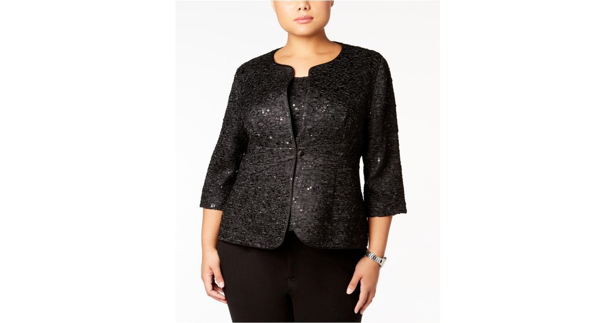Alex Evenings Synthetic Plus Size Sequined Jacket & Shell in Black | Lyst