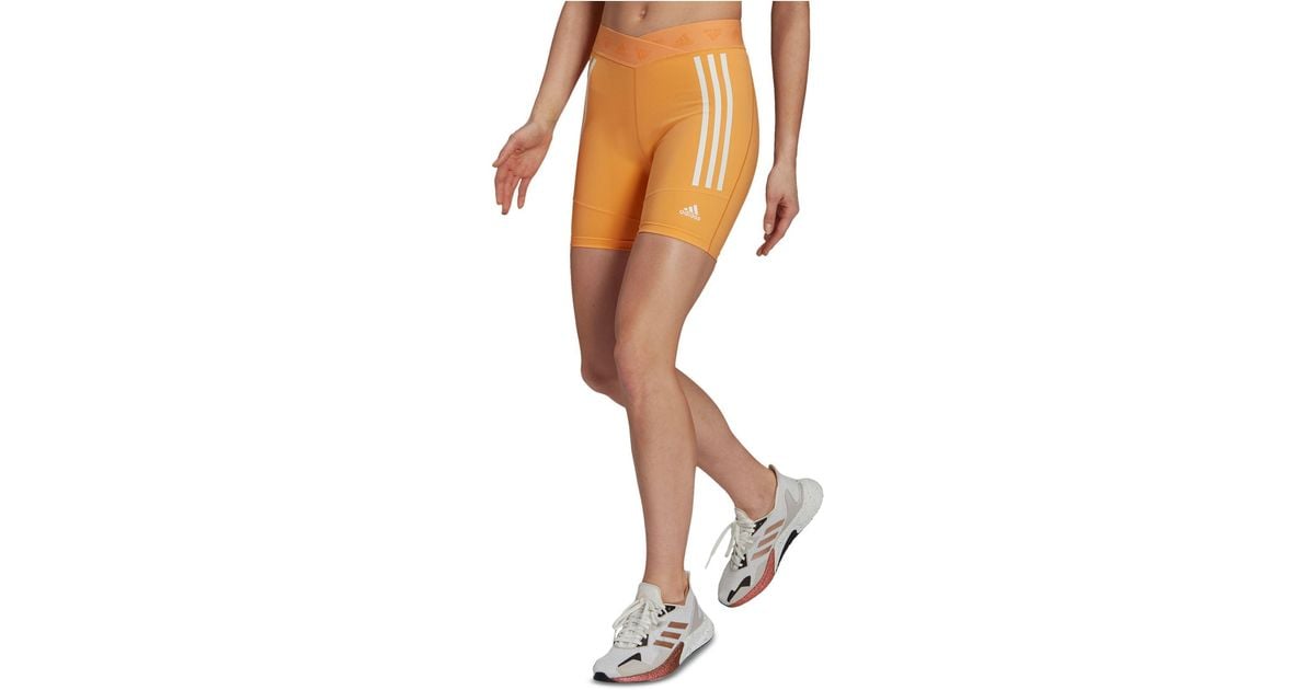 adidas Synthetic 3stripe Cycling Shorts in Orange Lyst