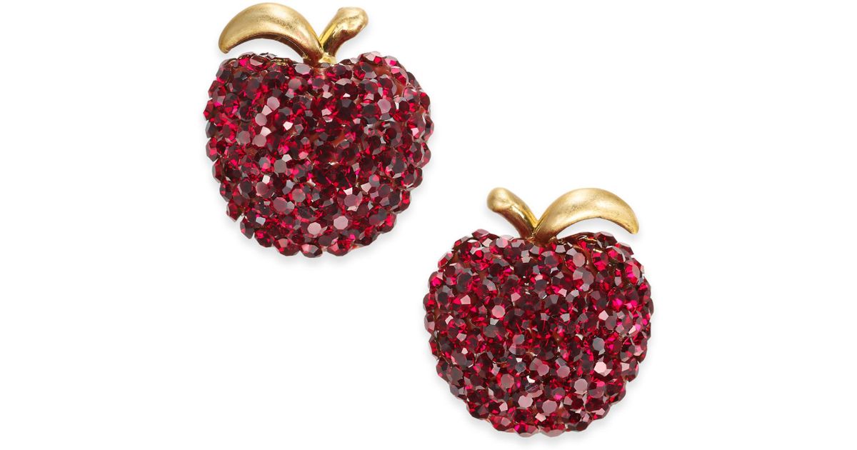 Kate Spade Goldtone Pavé Apple Stud Earrings Lyst