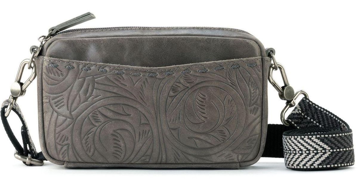 The Sak Leather Cora Mini Crossbody in Gray Lyst