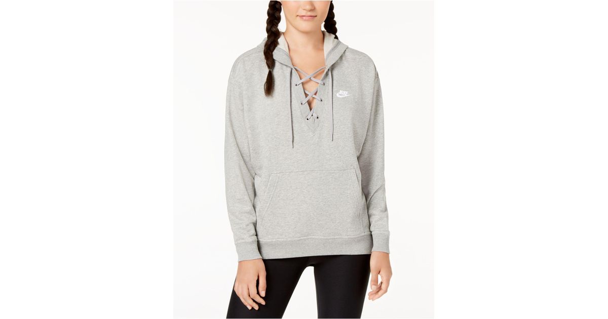 nike lace up hoodie
