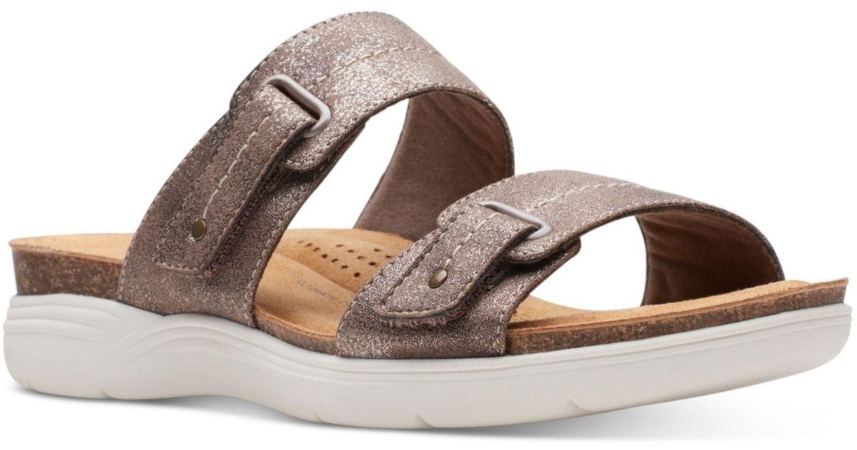 Clarks April Dusk Slipon Slide Sandals in Brown Lyst