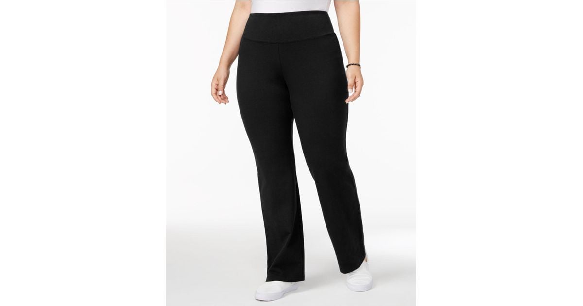 Style & Co. Cotton Plus Size Tummy-control Boot-cut Yoga Pants in Deep  Black (Black) | Lyst