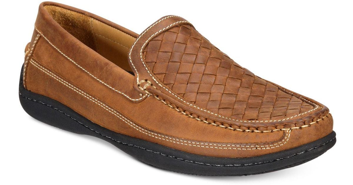 Johnston & Murphy Leather Men's Fowler Woven Loafers in Tan