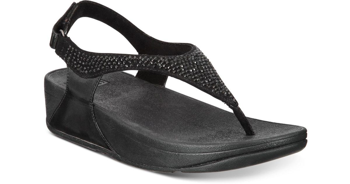 Fitflop Skylar Crystal Toe-thong Sandals in Black - Lyst