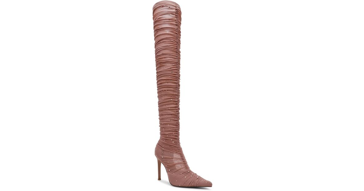 Steve Madden Rashida Rhinestone Mesh Over-the-knee Stiletto Dress Boots ...