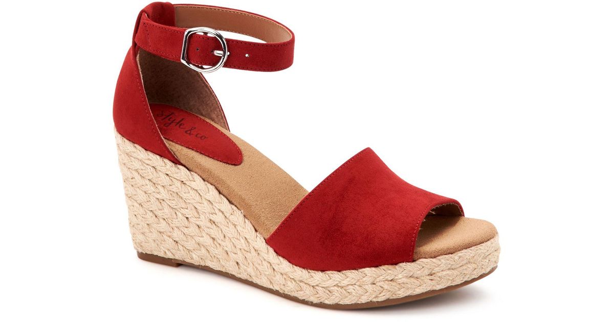 Style & Co. Seleeney Wedge Sandals, Created For Macy's in Red Lyst