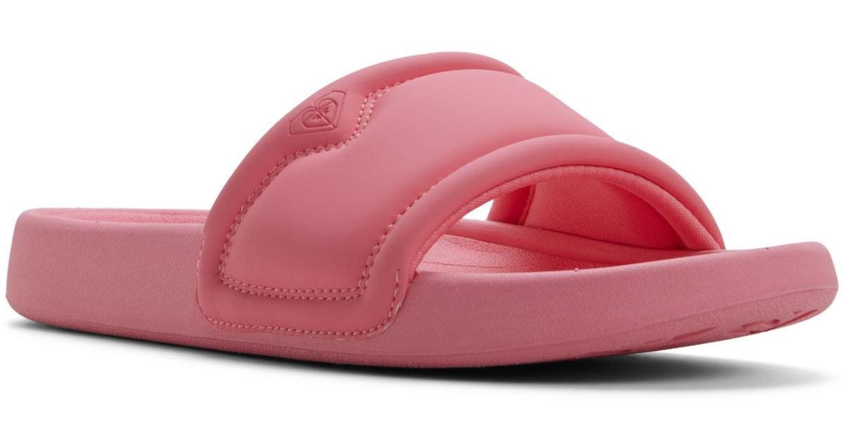 Wec Roxy Pink Roxy Beach Slide Ladies Slip On Sandals in Pink | Lyst