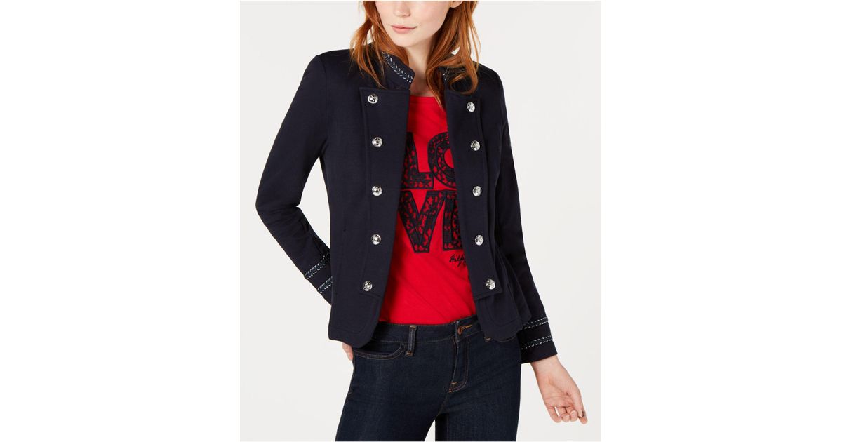 Tommy Hilfiger Cotton French-terry Band Jacket, Created For Macy's in Red |  Lyst