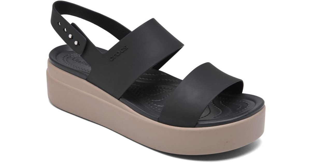 Crocs™ Synthetic Brooklyn Low Wedge Sandals From Finish Line in Black ...