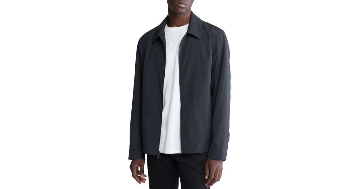 Calvin Klein Seersucker Long Sleeve Zip-front Shirt-jacket in Blue for ...