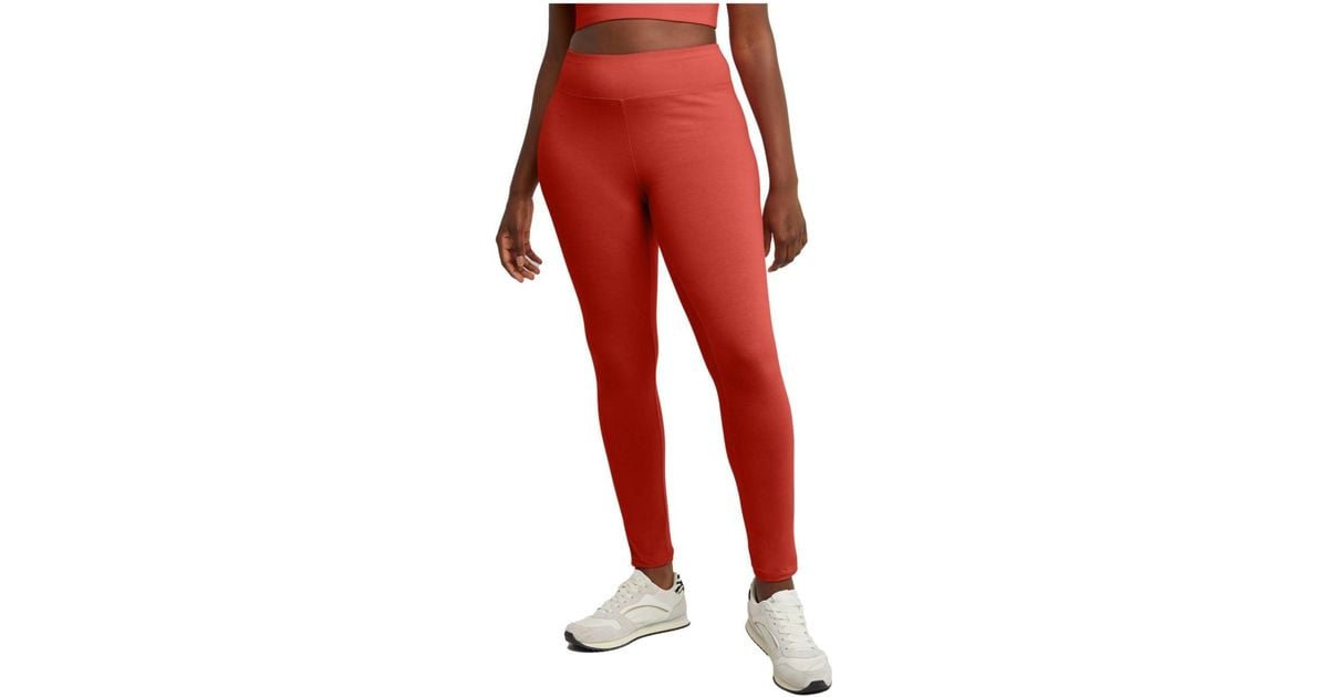 Hanes Originals Stretch Jersey High-rise leggings Pants in Red