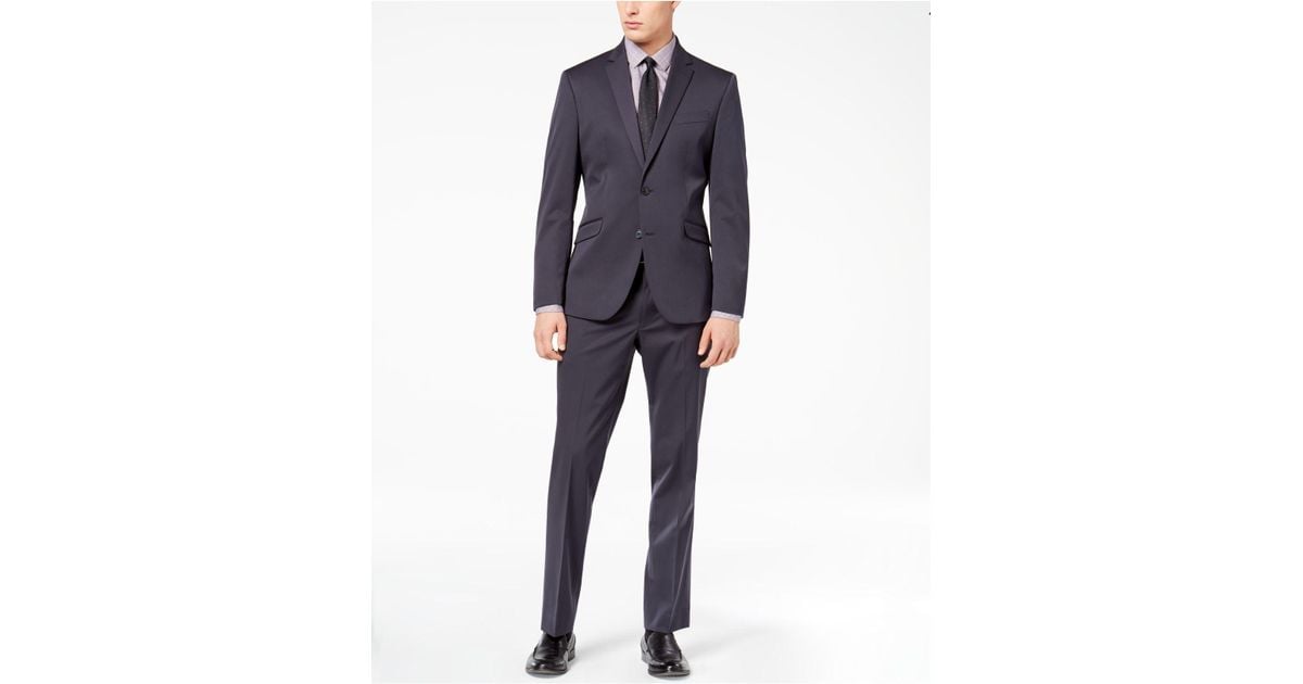 Kenneth Cole Reaction Techni-cole Gunmetal Solid Slim-fit Suit in Gray for  Men | Lyst