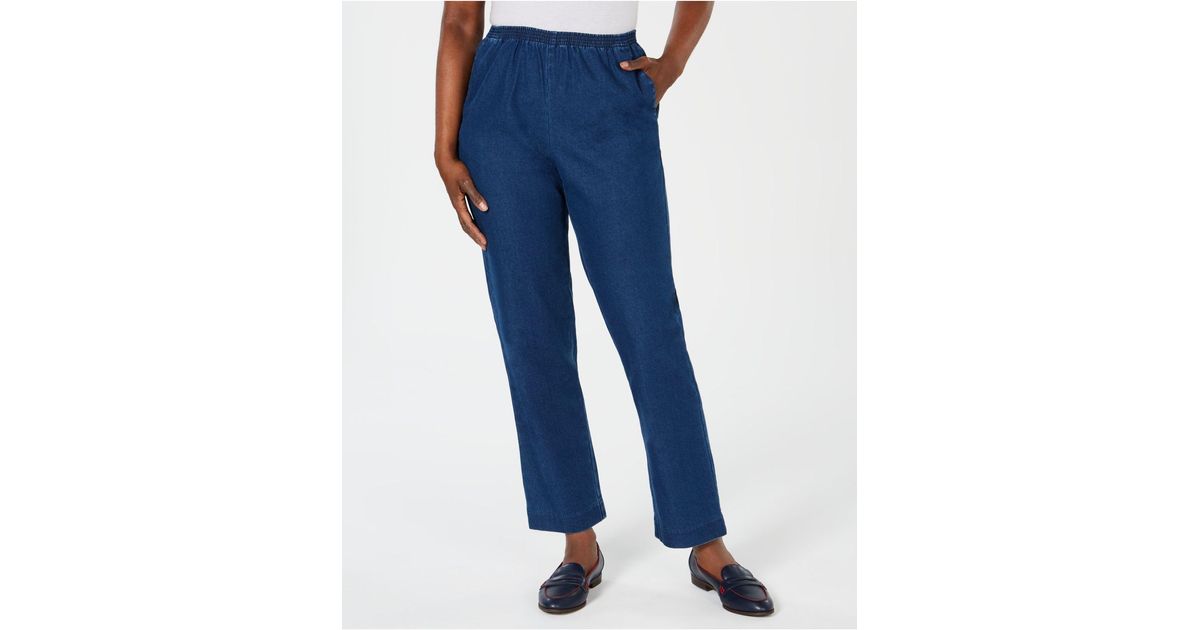 Karen Scott Petite Pull-on Straight-leg Jeans, Created For Macy's in Blue |  Lyst