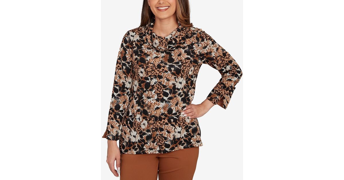 Ruby Rd Paris Ruby Rd. Petite Vintage Paisley Embellished Top in Brown | Lyst