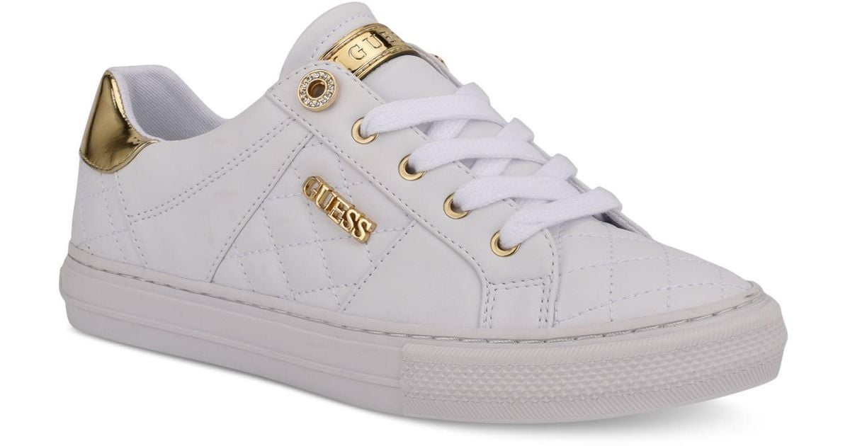 guess white quilted sneakers