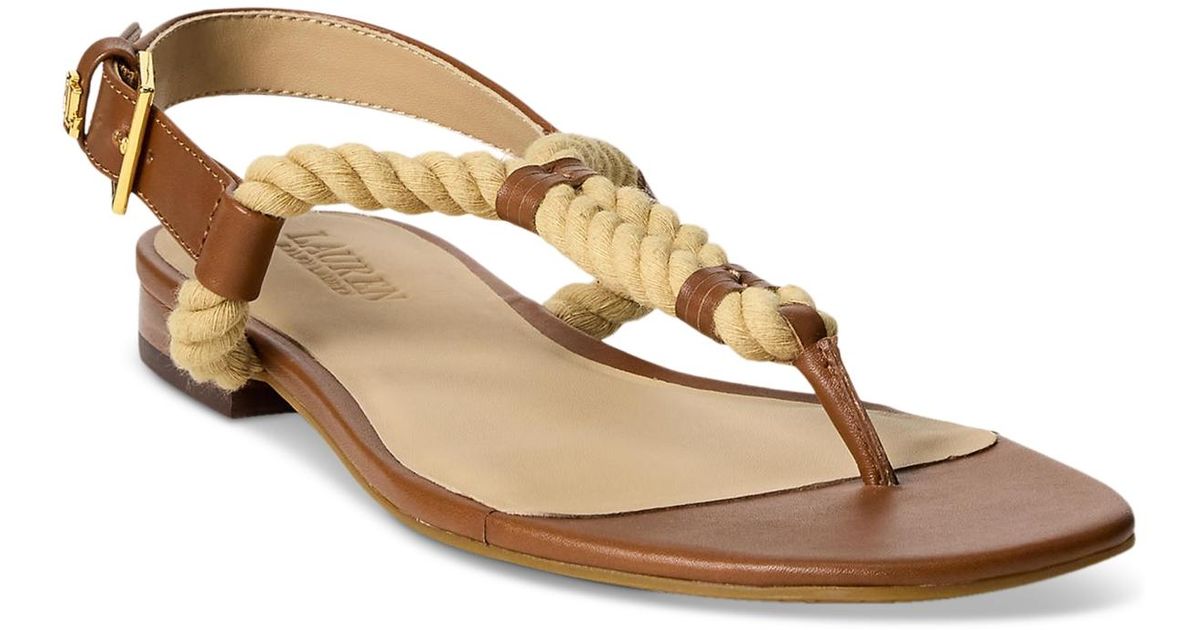 【Lauren Ralph Lauren】Women's Everly Thong Flat Sandals Lauren Ralph Lauren Women's Everly Thong Flat Sandals - Macy's