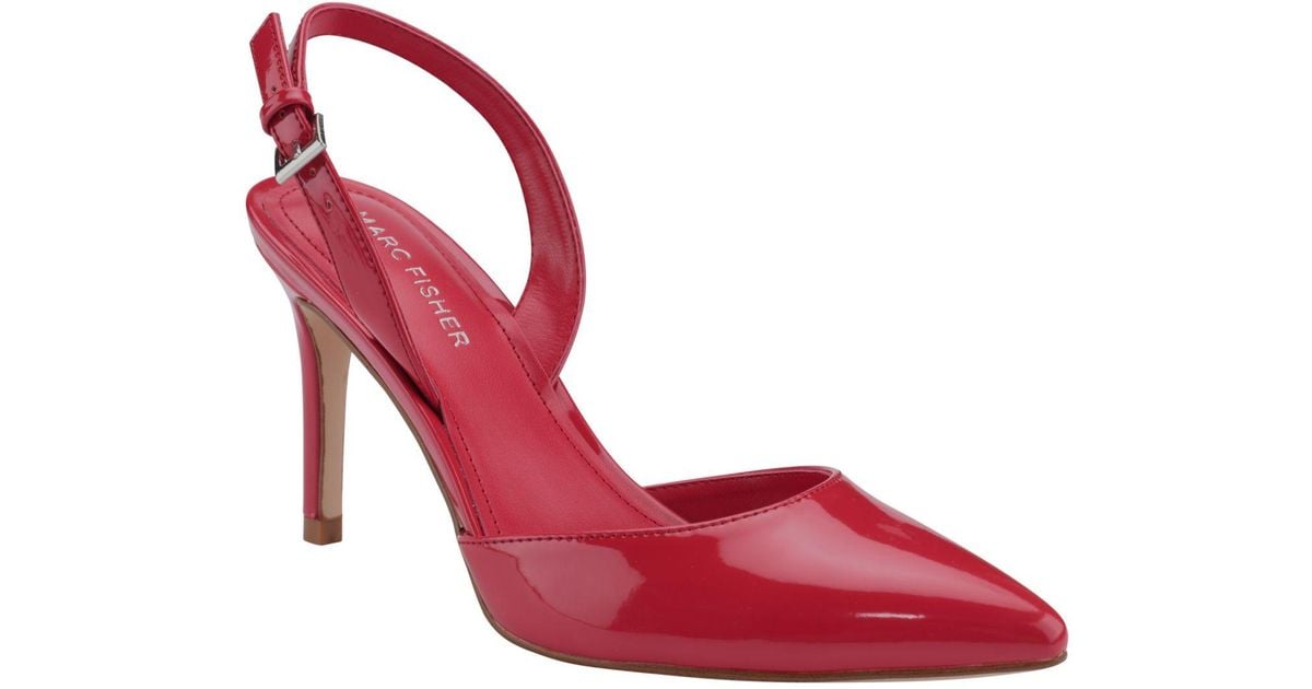 Marc Fisher Davon Pointy Toe Slingback Pumps in Red Patent (Red) | Lyst