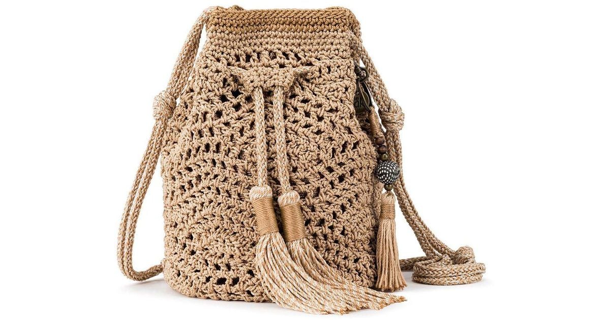 The Sak Sayulita Crochet Drawstring in Metallic | Lyst