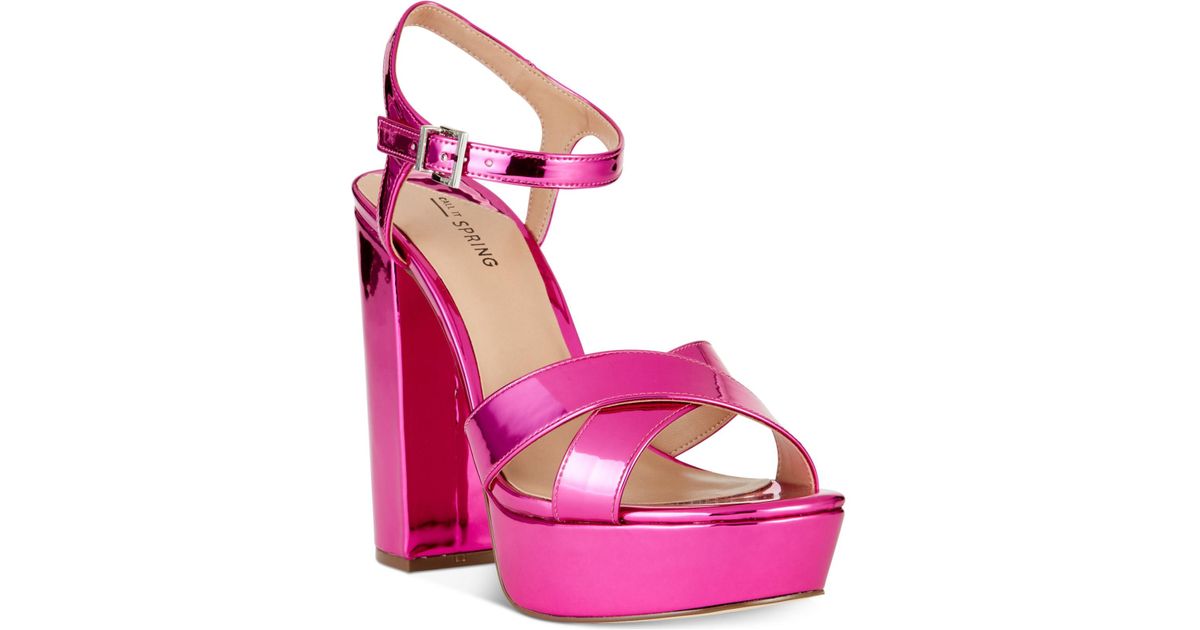Call It Spring Thorerien Platform Sandals in Pink Metallic (Pink) | Lyst