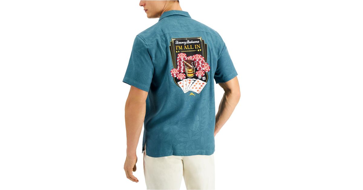 Graphic Silk Shirt in Blue for Men 