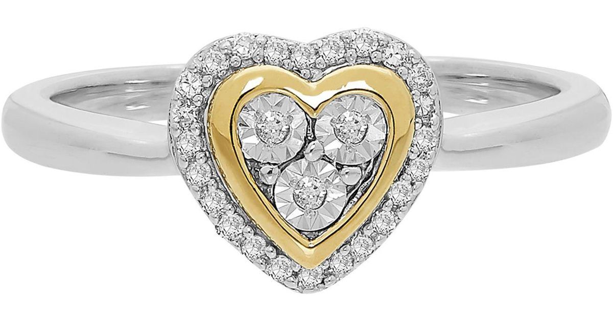 Macy's Diamond (1/10 Ct. T.w.) Heart Ring In 14k Gold Over Sterling