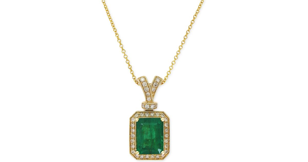 Effy Emerald (21/5 Ct. T.w.) And Diamond (1/5 Ct. T.w.) Pendant
