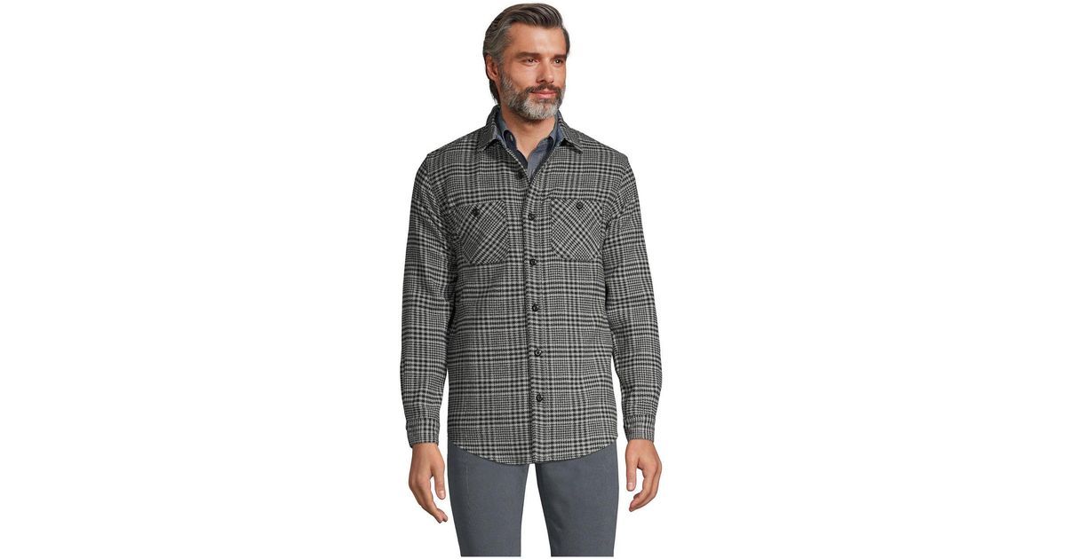 Lands' End Traditional Fit Rugged Flannel Shirt in Gray for Men | Lyst
