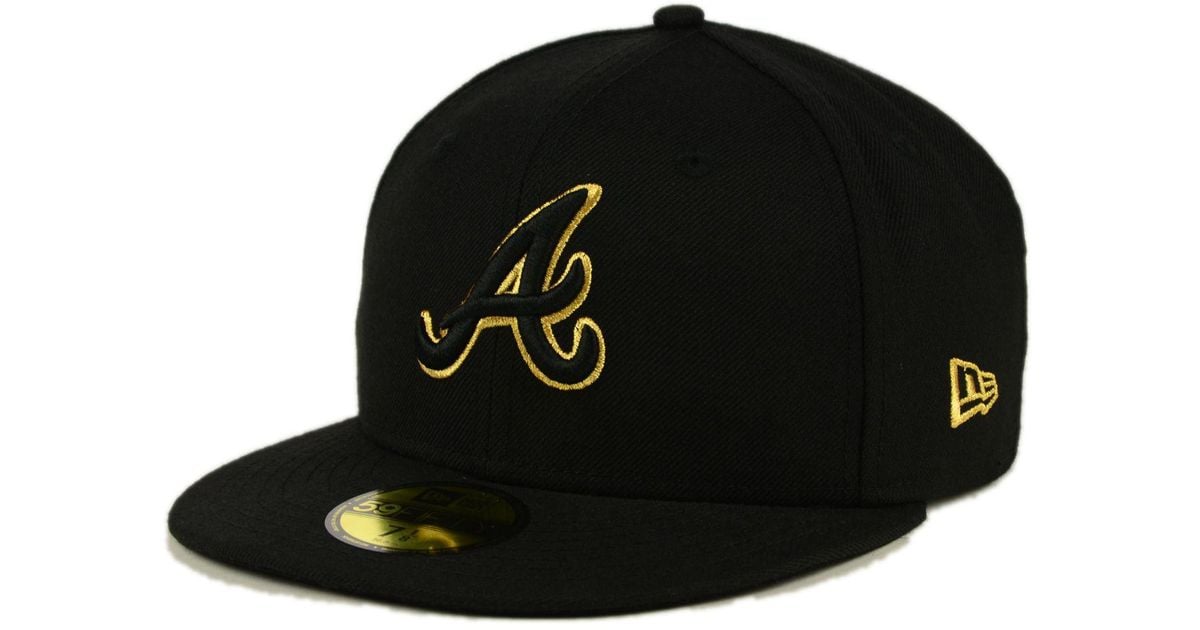 KTZ Atlanta Braves Black On Metallic Gold 59fifty Cap for Men