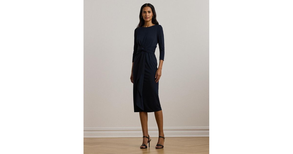 Ralph Lauren Twist-Front Jersey Dress ネイビー/黒 Twist-Front Jersey Dress | Ralph Lauren