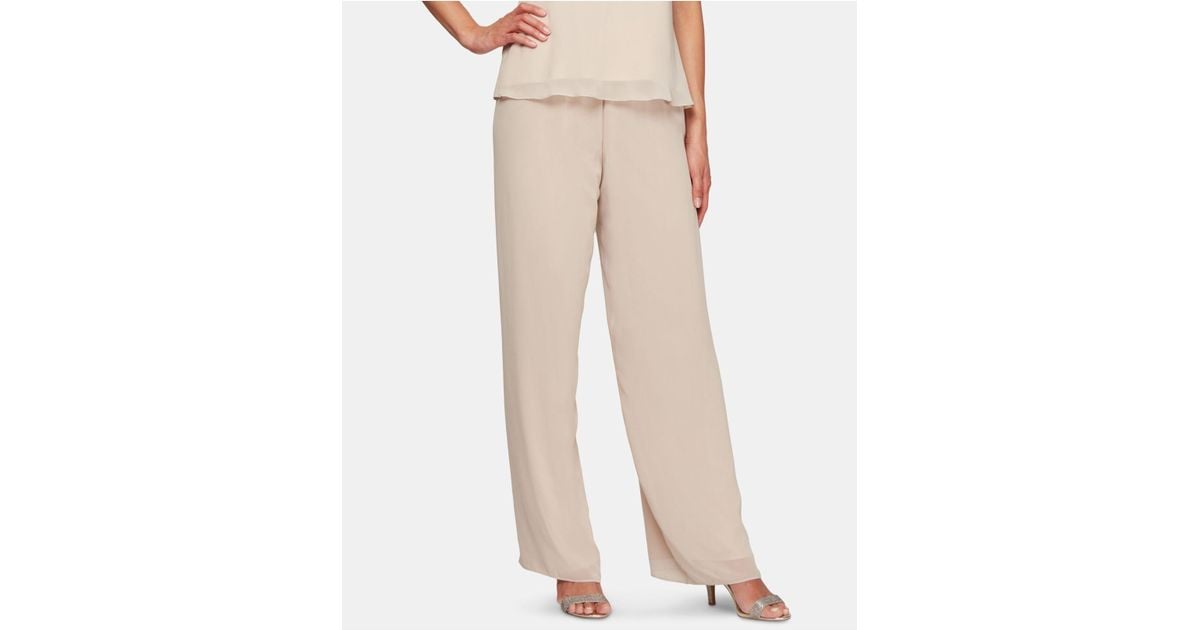 Alex Evenings Petite Chiffon Pants in Natural Lyst