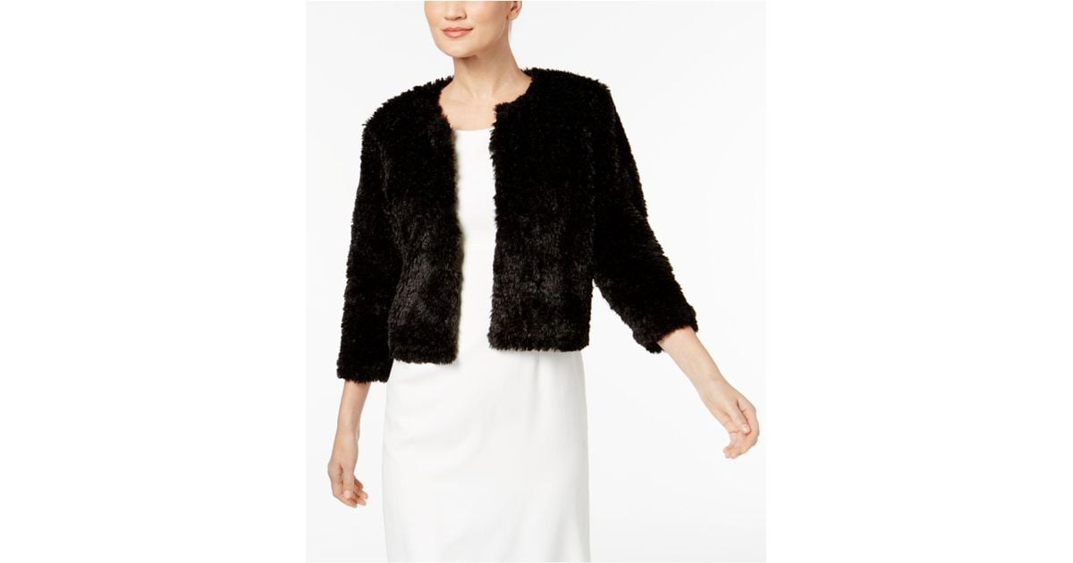 calvin klein faux fur cropped jacket