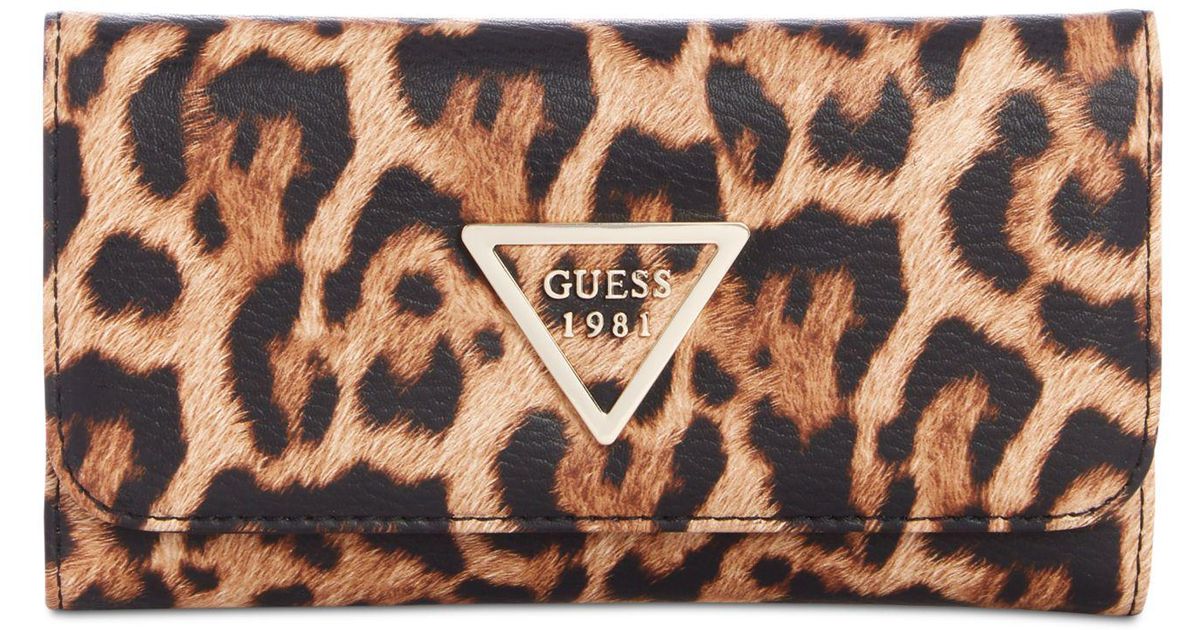 Guess Lauri Slg Slim Clutch (leopard) Handbags - Lyst