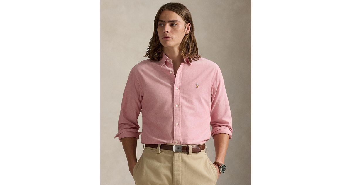 Polo Ralph Lauren Classic Fit Long Sleeve Oxford Shirt in Pink for Men |  Lyst