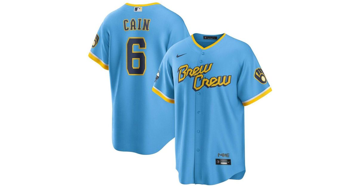 Nike Synthetic Lorenzo Cain Powder Blue Milwaukee Brewers 2022 City