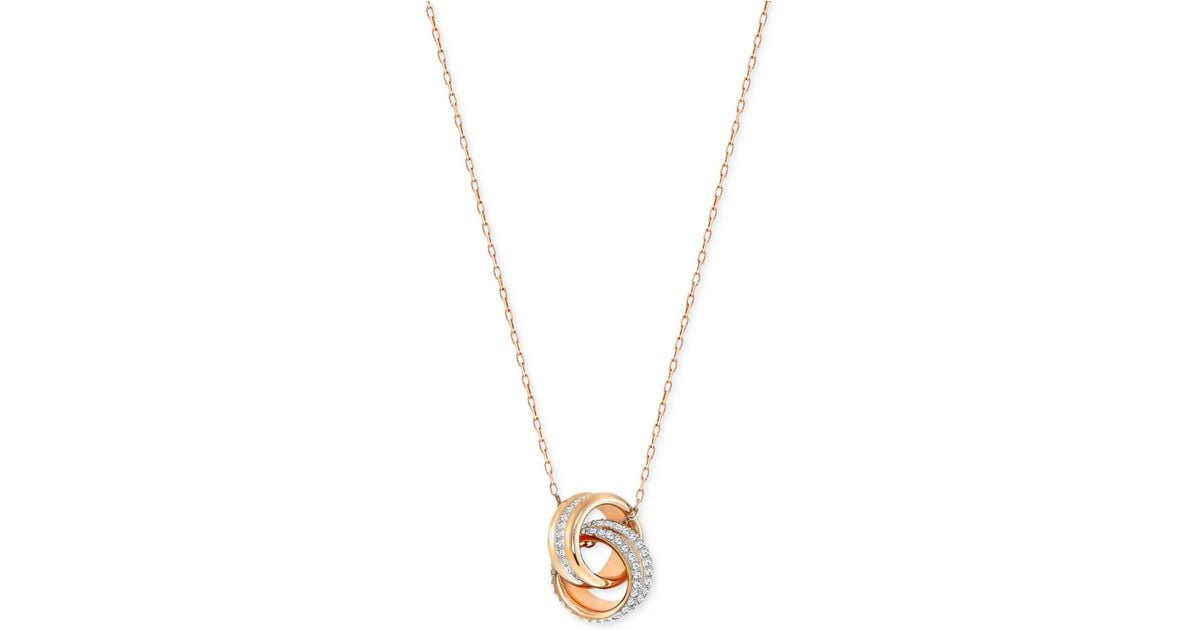Swarovski Double Ring Pavé Pendant Necklace In Metallic Lyst