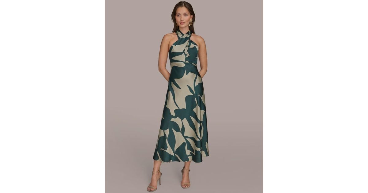 Donna Karan Halter Neck Maxi Dress in Green | Lyst Donna Karan Halter Neck Maxi Dress in Green | Lyst