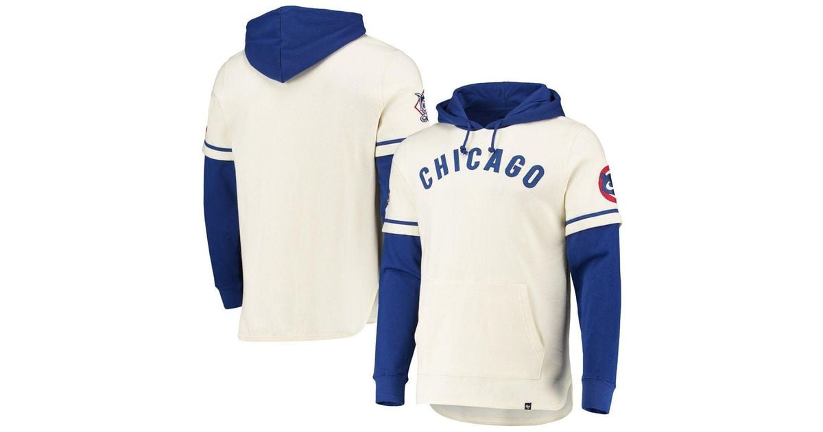47 Brand Cream Chicago Cubs Trifecta Shortstop Pullover Hoodie in Blue for  Men